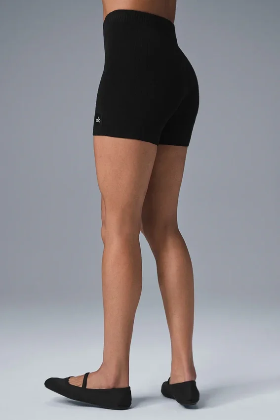 Pantaloncini High-Waist in maglia Scholar - Nero