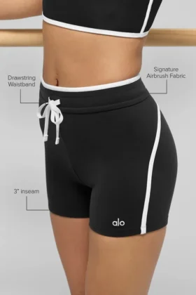 Pantaloncini High-Waist Race Pace da 4″ – Nero/Bianco
