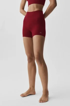 Pantaloncini High-Waist senza cuciture in modal a coste da 4" - Rosso Summer Romance