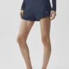 Pantaloncini High-Waist Sunlit in maglia - Blu navy