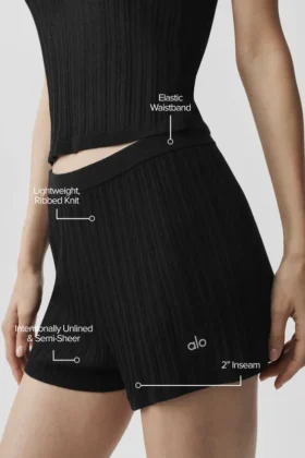 Pantaloncini High-Waist Sunlit in maglia – Nero