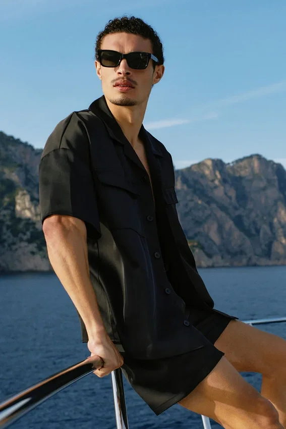 Pantaloncini Horizon in raso da 7" - Nero