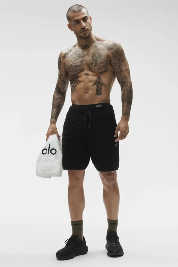 Pantaloncini in maglia a righe da 5" - Nero