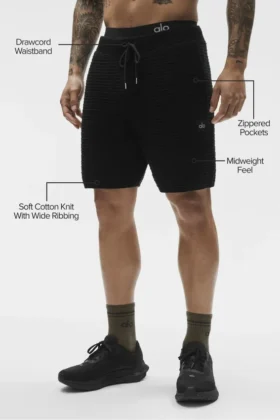 Pantaloncini in maglia a righe da 5″ – Nero