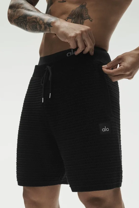 Pantaloncini in maglia a righe da 5" - Nero