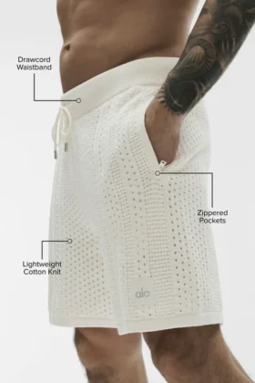 Pantaloncini in maglia Coastline da 7″ – Avorio