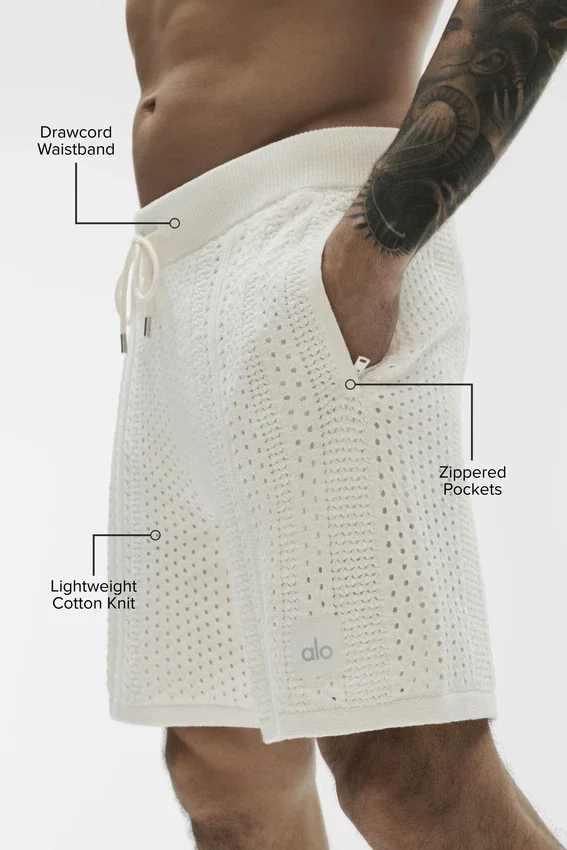 Pantaloncini in maglia Coastline da 7" - Avorio