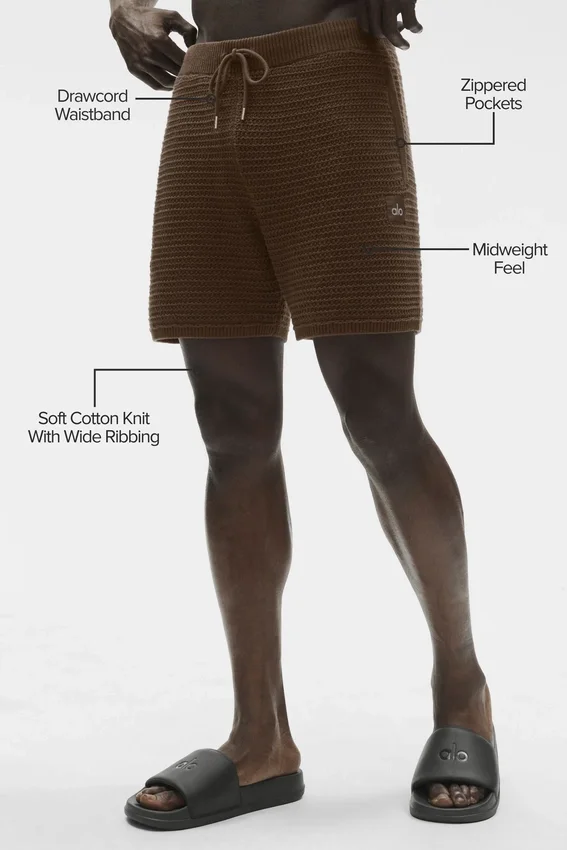 Pantaloncini in maglia dritti da 5" - Espresso