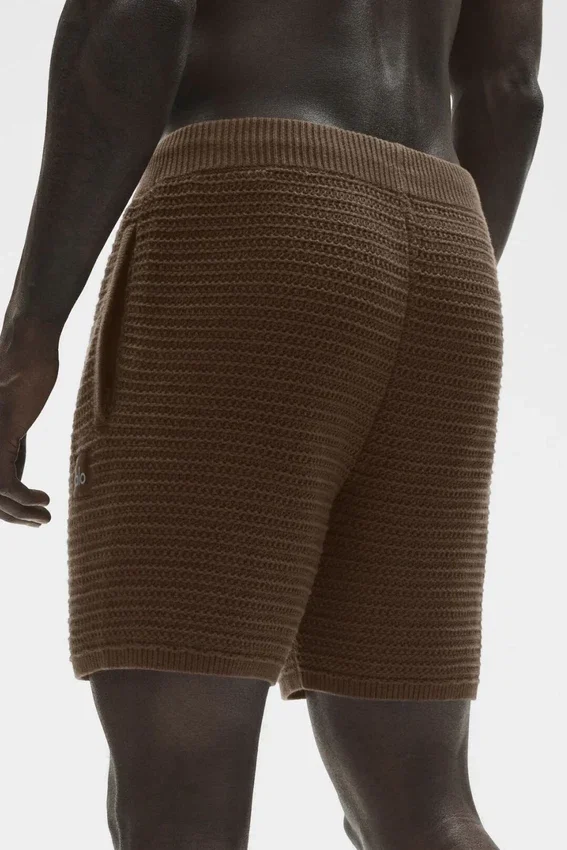 Pantaloncini in maglia dritti da 5" - Espresso