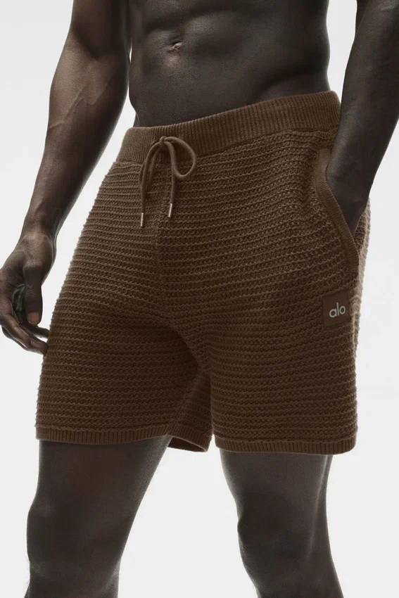 Pantaloncini in maglia dritti da 5" - Espresso