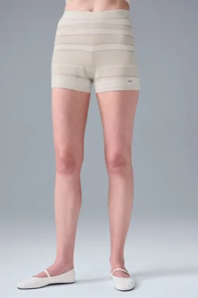 Pantaloncini in maglia High-Waist Sport Play - Avorio/Alabastro