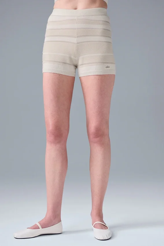 Pantaloncini in maglia High-Waist Sport Play - Avorio/Alabastro