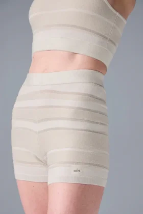 Pantaloncini in maglia High-Waist Sport Play – Avorio/Alabastro