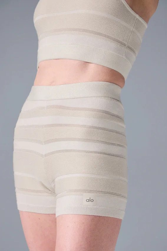 Pantaloncini in maglia High-Waist Sport Play - Avorio/Alabastro