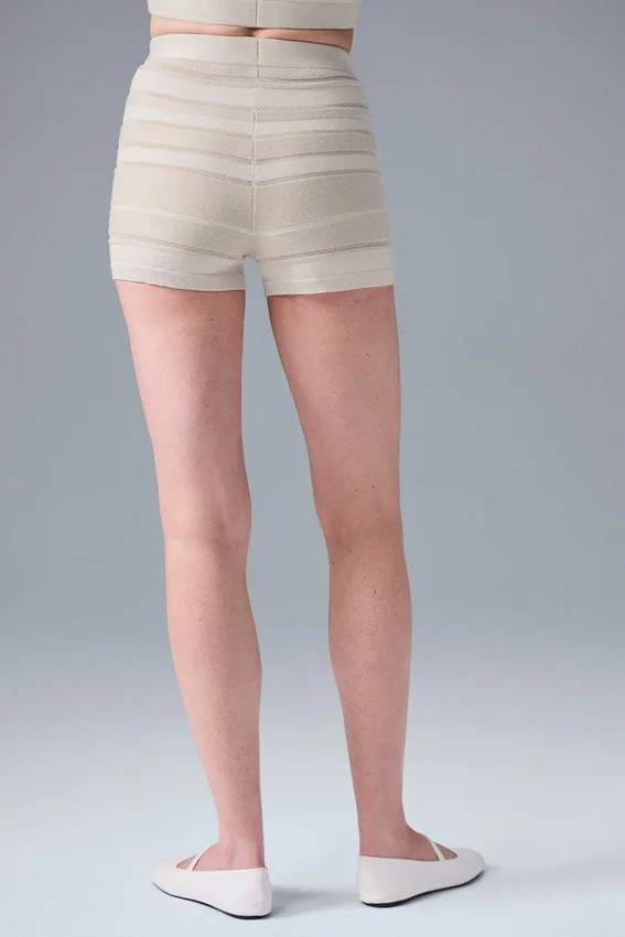 Pantaloncini in maglia High-Waist Sport Play - Avorio/Alabastro