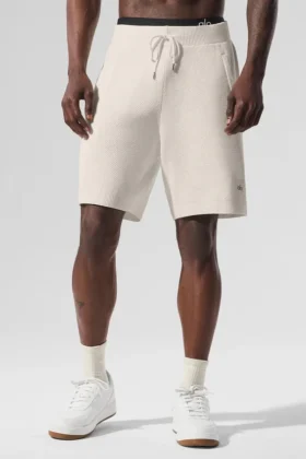 Pantaloncini in maglia tipo maglione Sports Club da 7" - Avorio