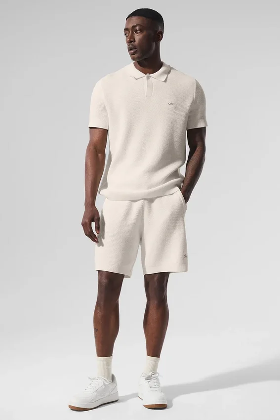 Pantaloncini in maglia tipo maglione Sports Club da 7" - Avorio