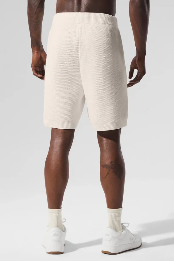 Pantaloncini in maglia tipo maglione Sports Club da 7" - Avorio