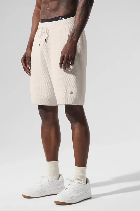 Pantaloncini in maglia tipo maglione Sports Club da 7" - Avorio