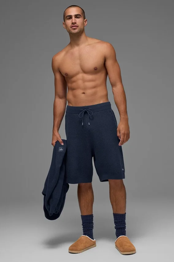 Pantaloncini in maglia tipo maglione Sports Club da 7" - Blu navy