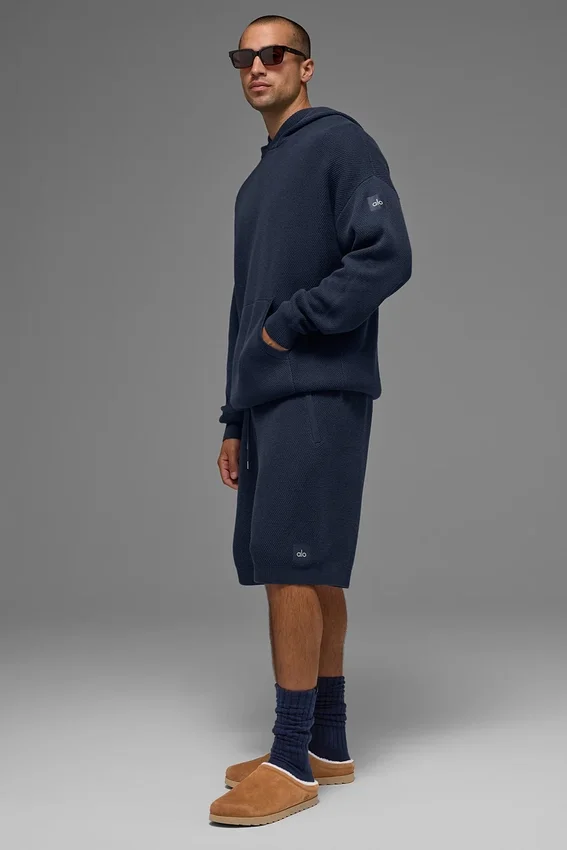 Pantaloncini in maglia tipo maglione Sports Club da 7" - Blu navy