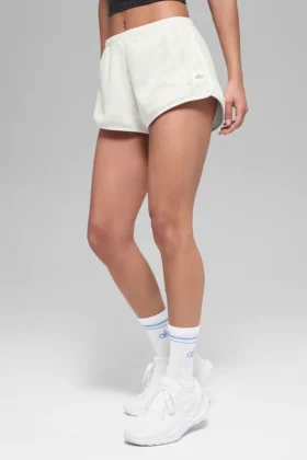 Pantaloncini in pile polare Retreat - Bianco grigio melange