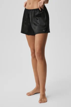 Pantaloncini in seta luminosa – Nero