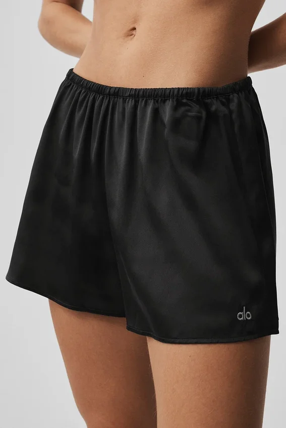Pantaloncini in seta luminosa - Nero