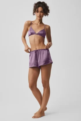 Pantaloncini in seta Luminous - Plum Kiss