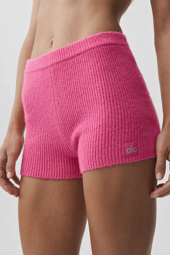 Pantaloncini Noble in misto lana e cashmere a coste - Rosa paradisiaco
