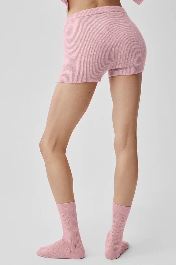 Pantaloncini Noble in misto lana e cashmere a coste - Rosa vintage