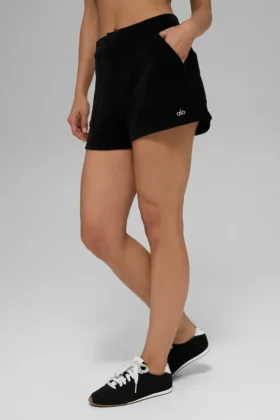 Pantaloncini “On Duty” in micro-velluto a coste – Nero