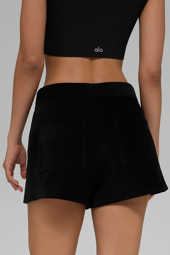 Pantaloncini “On Duty” in micro-velluto a coste – Nero