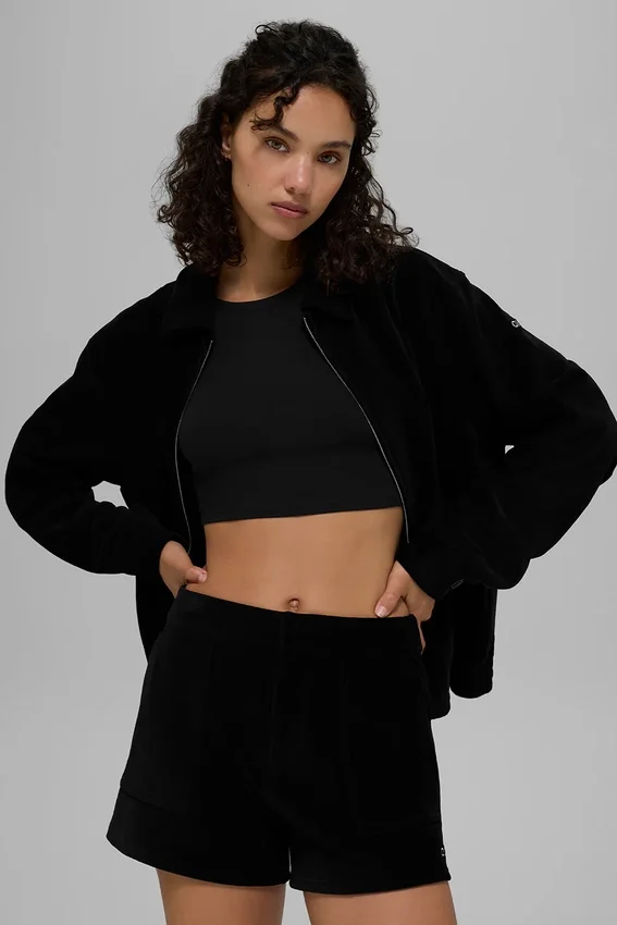 Pantaloncini “On Duty” in micro-velluto a coste – Nero
