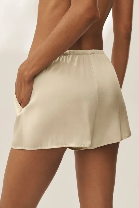 Pantaloncini Radiance in misto seta - Beige sabbia