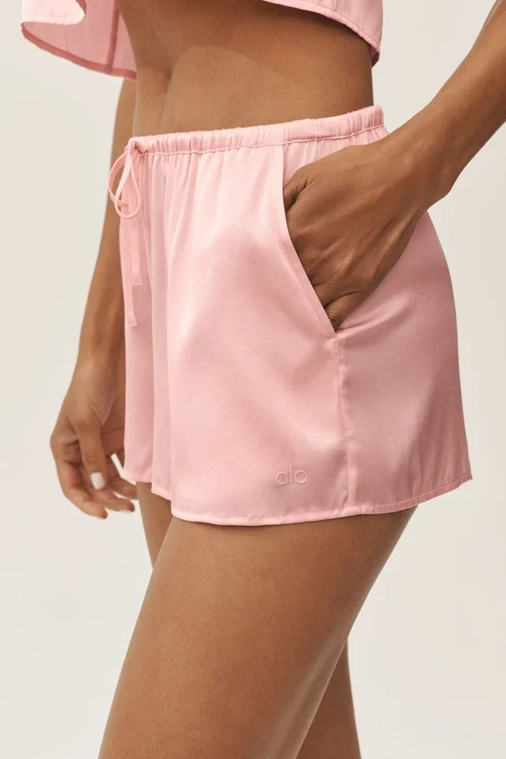 Pantaloncini Radiance in misto seta - Rosa sole