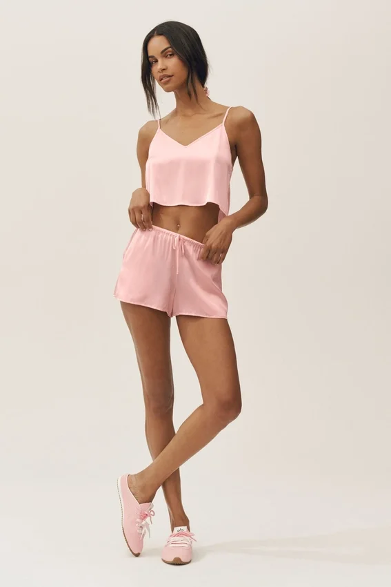 Pantaloncini Radiance in misto seta - Rosa sole