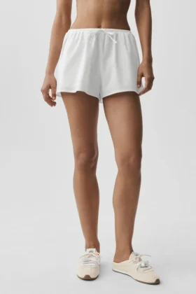 Pantaloncini Real Deal in cotone High-Waist - Bianco