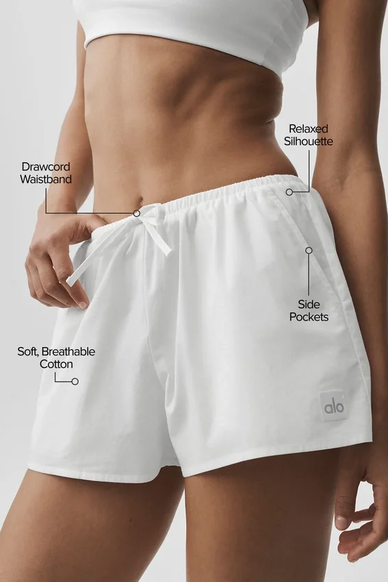 Pantaloncini Real Deal in cotone High-Waist - Bianco
