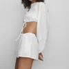 Pantaloncini Real Deal in cotone High-Waist - Bianco