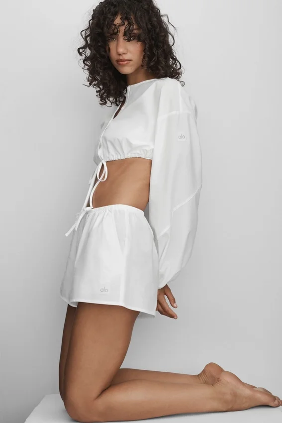 Pantaloncini Real Deal in cotone High-Waist - Bianco