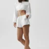 Pantaloncini Real Deal in cotone High-Waist - Bianco