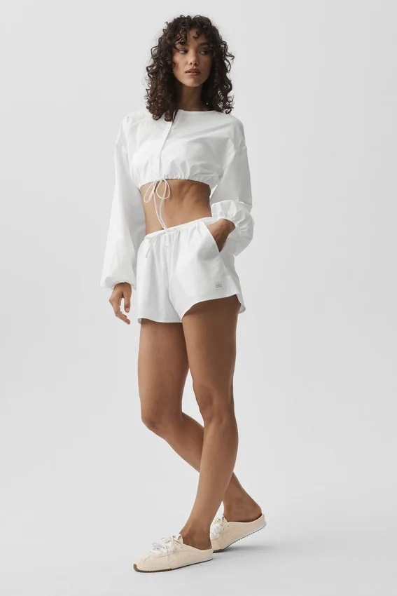 Pantaloncini Real Deal in cotone High-Waist - Bianco