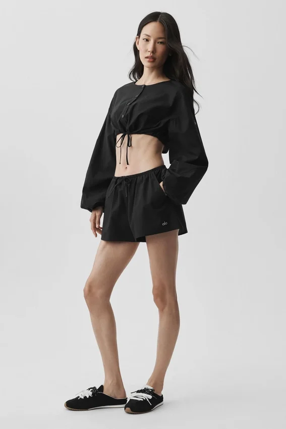 Pantaloncini Real Deal in cotone High-Waist - Nero