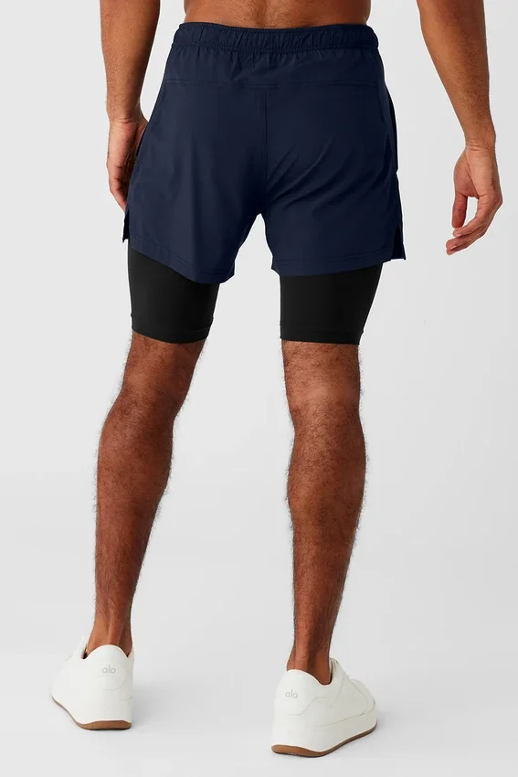 Pantaloncini Revival 2-in-1 da 5" - Blu navy/Nero
