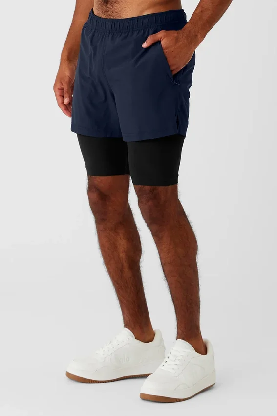 Pantaloncini Revival 2-in-1 da 5" - Blu navy/Nero