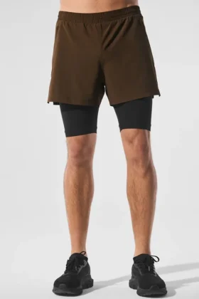 Pantaloncini Revival 2-in-1 da 5" - Espresso/Nero