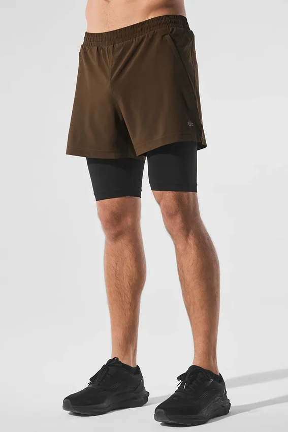 Pantaloncini Revival 2-in-1 da 5" - Espresso/Nero