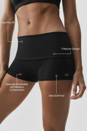 Pantaloncini ripiegabili a vita bassa Alo Softsculpt da 3″ – Nero