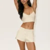 Pantaloncini Riviera a vita bassa in misto lino - Beige sabbia